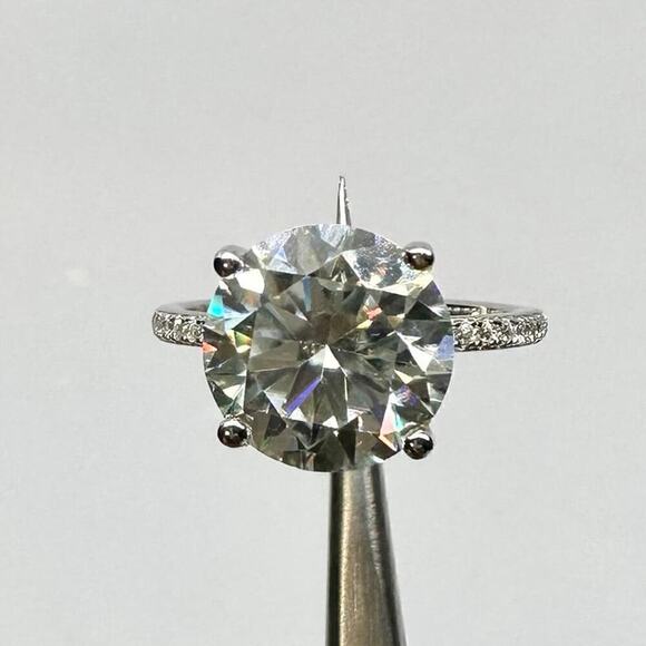 Moissanite Diamond Ring 3 Ct Engagement Wedding Round Cut Solitaire GRA Size 10 - Picture 1 of 11